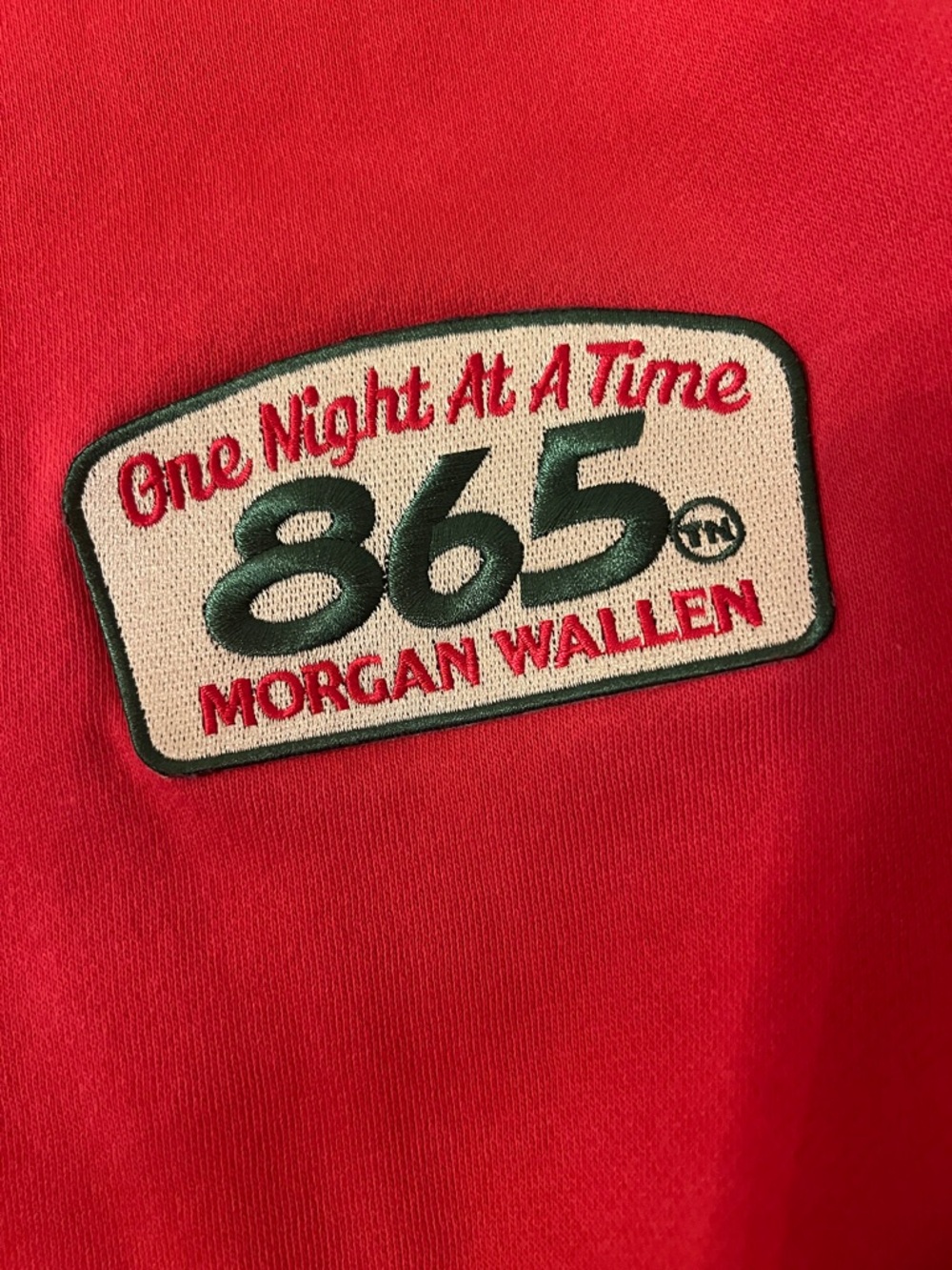 Morgan Wallen 865 Crewneck Sweatshirt XL One Night At A Time Tour Merch Red - Picture 4 of 7